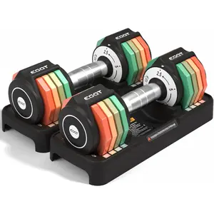 Adjustable Dumbbells Set/Single, 12.5LB/22.5LB/55LB 5 in 1 Free Adjustable Dumbbell Set with Anti-Slip Handle & Rainbow-colored Weight Plates for  Gym, Weight Set for Women Men