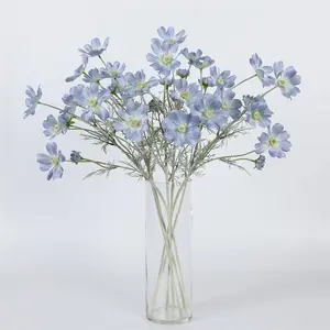4pcs 24Inch Light Blue Cosmos Branches Artificial Flowers,Light Blue Fake Flowers, Vase Decor Flowers, for Home Decoration Artificial Flowers
