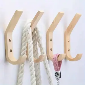 6pcs Wooden Coat Hooks Wall Hooks, Wood Hooks Decorative Vintage Wood Wall Hooks Organizer Heavy Duty Wall Mounted Hooks for Wall Hanging Coats, Key, Cap, Cup
