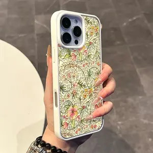 Magnetic Compatible Case for iPhone 17 16 E Pro Max 15 Plus 14 13 12 11 XS XR, Pastel Vintage Floral Scroll Print | Silicone, Lightweight, Aesthetic, Scratch Resistant, and Cute Protection