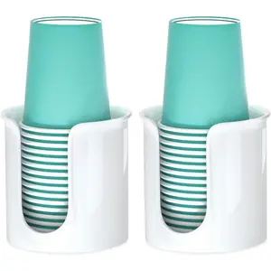 2 Pack Bathroom Cup Dispenser 3 oz Countertop - Convenient Paper Cup Holder for Mouthwash Cups - Easy to Use Cup Dispenser for Bathroom(White)