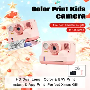 Instant Print Camera for Kids Dual Lens 1080P Selfie & Video 32GB SD Card 3 Rolls Colored Paper Portable BPA-Free Shockproof Christmas Gift for Boys & Girls Birthday Purple