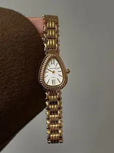 Women's Snake Chain Quartz Watch, Elegant Analog Timepiece, Perfect Gift for Special Occasions, Fashion Accessory for Daily Wear, Fashionable Analog Watch