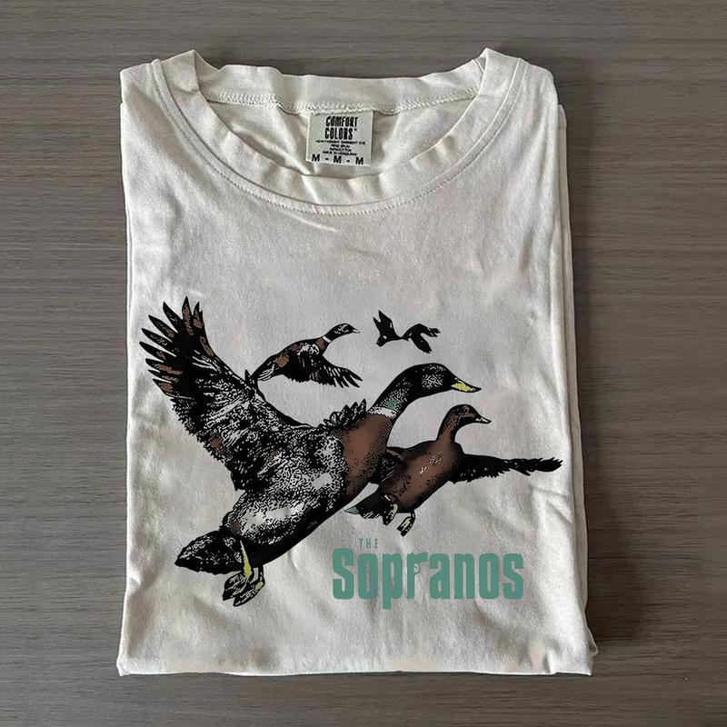 Tony Soprano Ducks TV Show Apparel Vintage T-Shirt, Flying Ducks Wildlife Graphic Tee, Retro North Jersey Streetwear Comfort, The Sopranos Shirt, Movie Fan Gift
