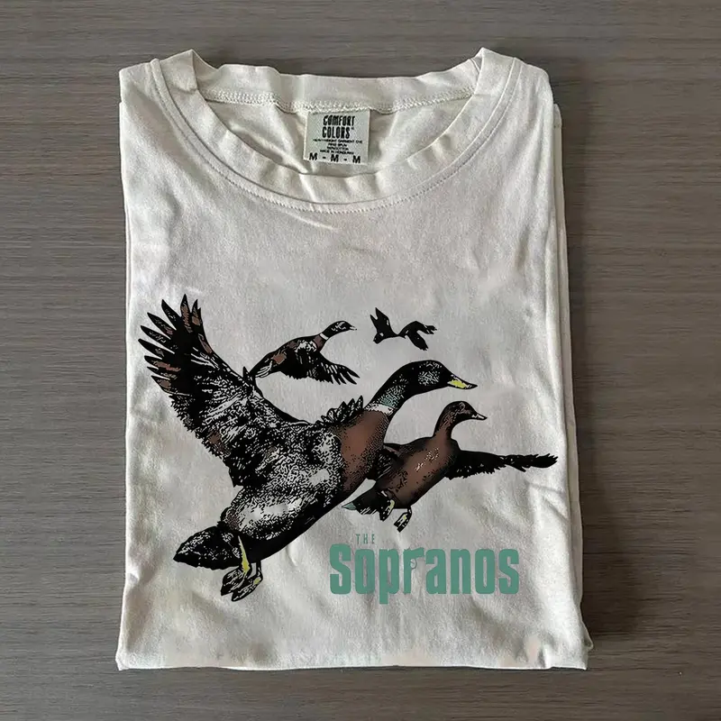 Tony Soprano Ducks TV Show Apparel Vintage T-Shirt, Flying Ducks Wildlife Graphic Tee, Retro North Jersey Streetwear Comfort, The Sopranos Shirt, Movie Fan Gift