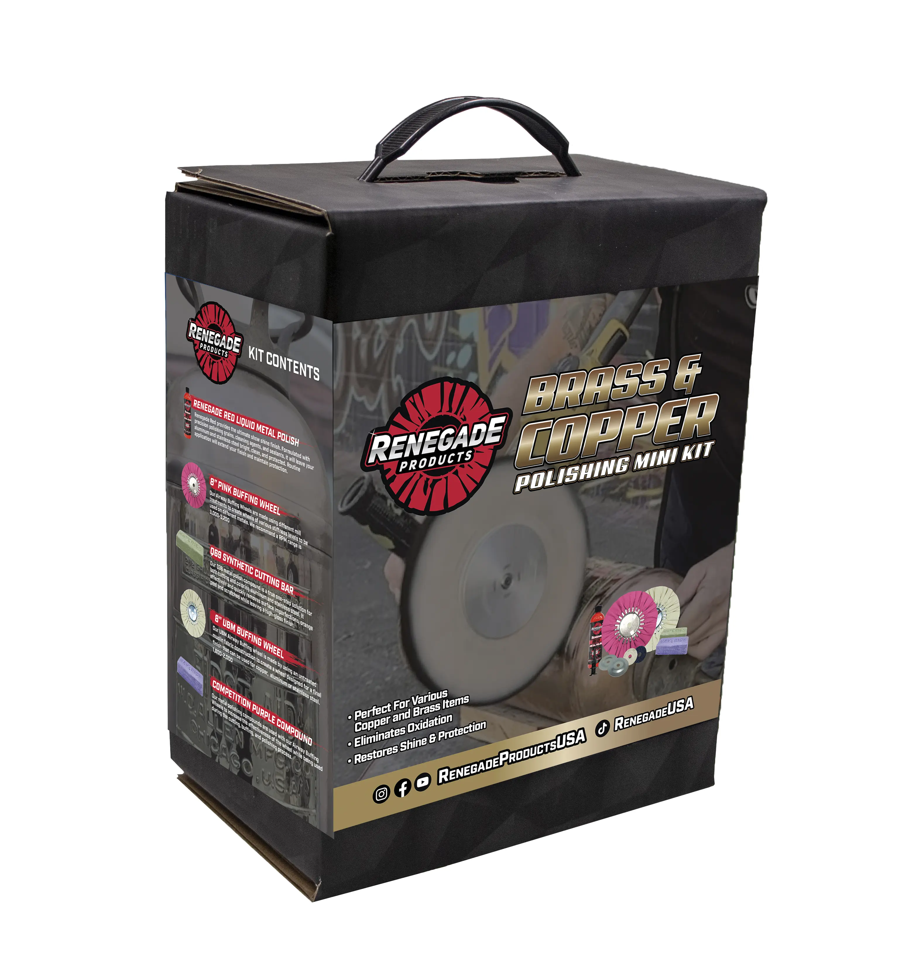 Maverick Abrasives | Brass & Copper Polishing Mini Kit – Renegade Professional Metal Polishing System for Brass, Copper, Jewelry, Antiques & Home Décor Restoration