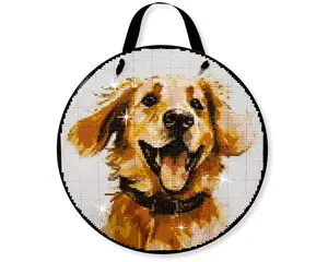 Dog Diamond Painting Kit, Hanging Wood Sign, Golden Retriever Diamond Art Sign
