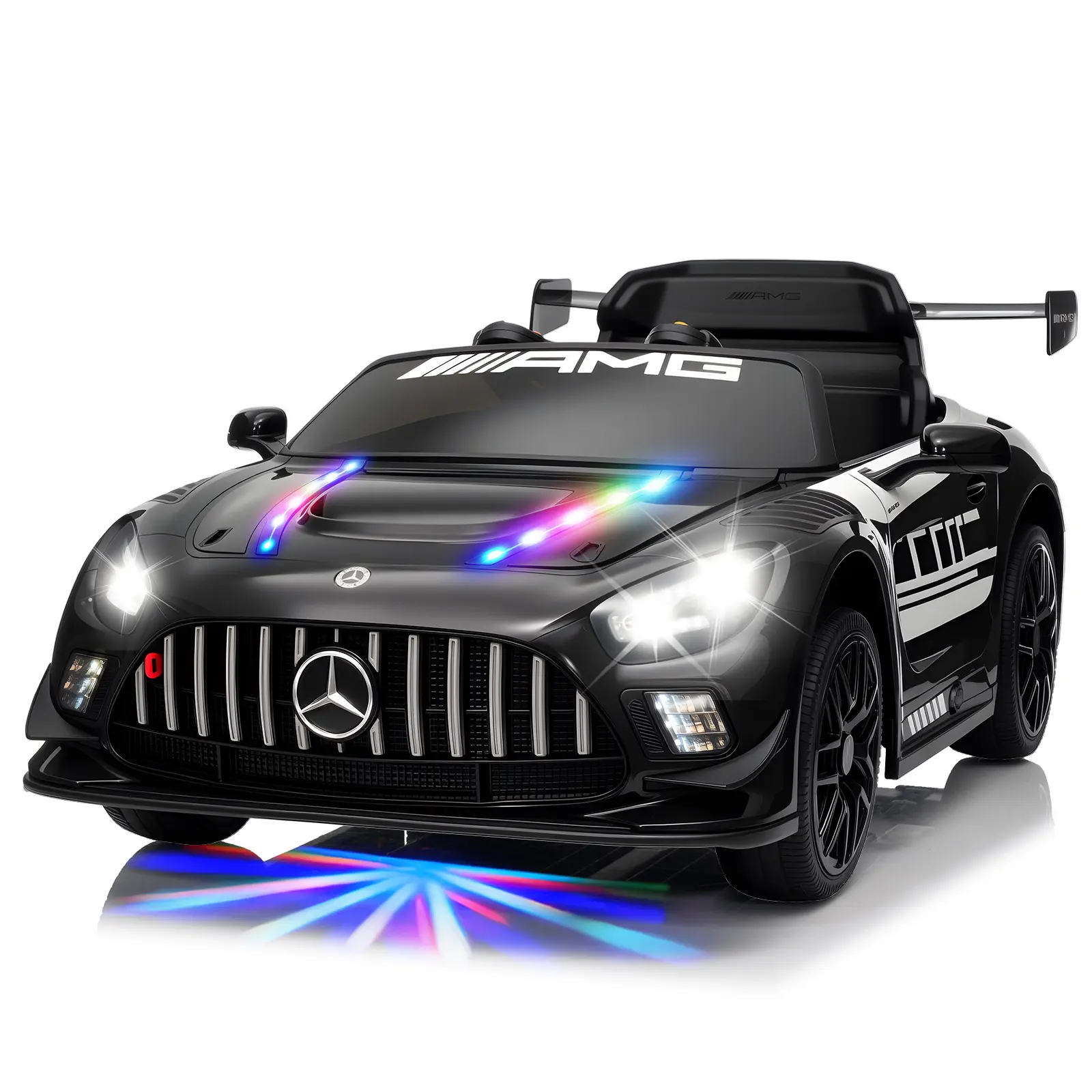 2026 Mercedes Benz AMG GT3 Kids Ride-On Car with LED Light Strips, 12V Battery, Parent Remote, MP3, 3 Speeds – Perfect Christmas Gift