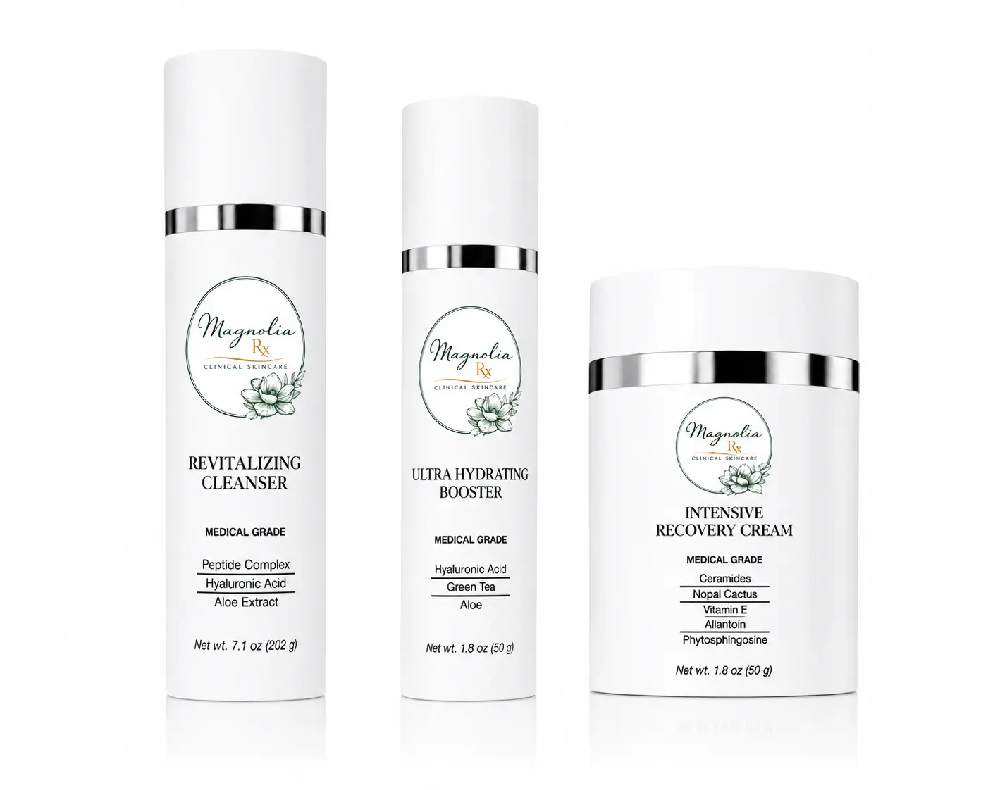 Magnolia RX Hydration + Recovery Skincare Bundle | Cleanser, Hydrating Booster & Recovery Cream