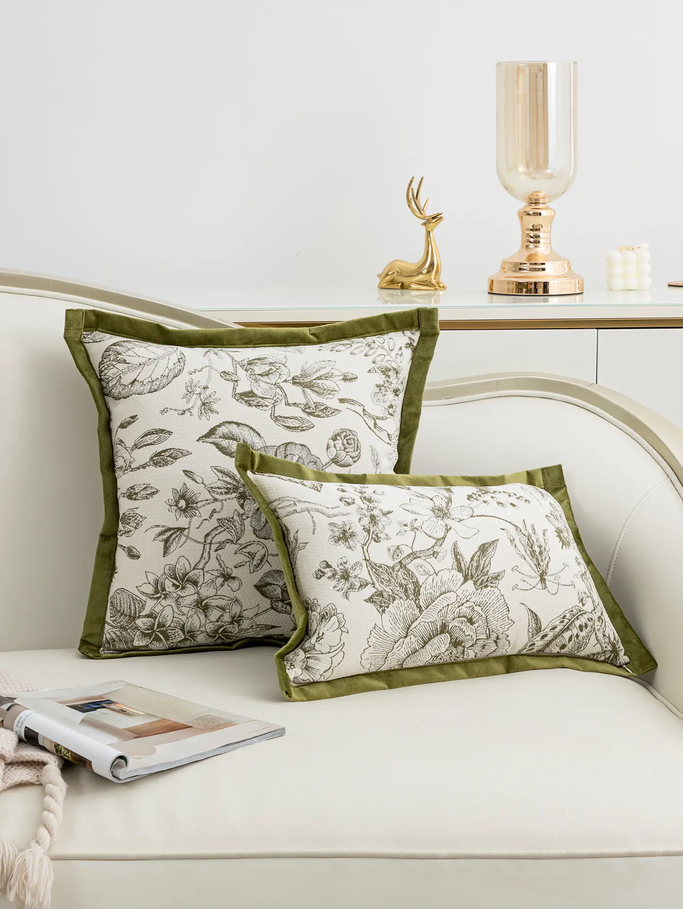 Qimeng pillow pillowcase 45x45CM, modern decorative square pillowcase with chenille jacquard fabric, suitable for sofa, sofa, bedroom and living room car.