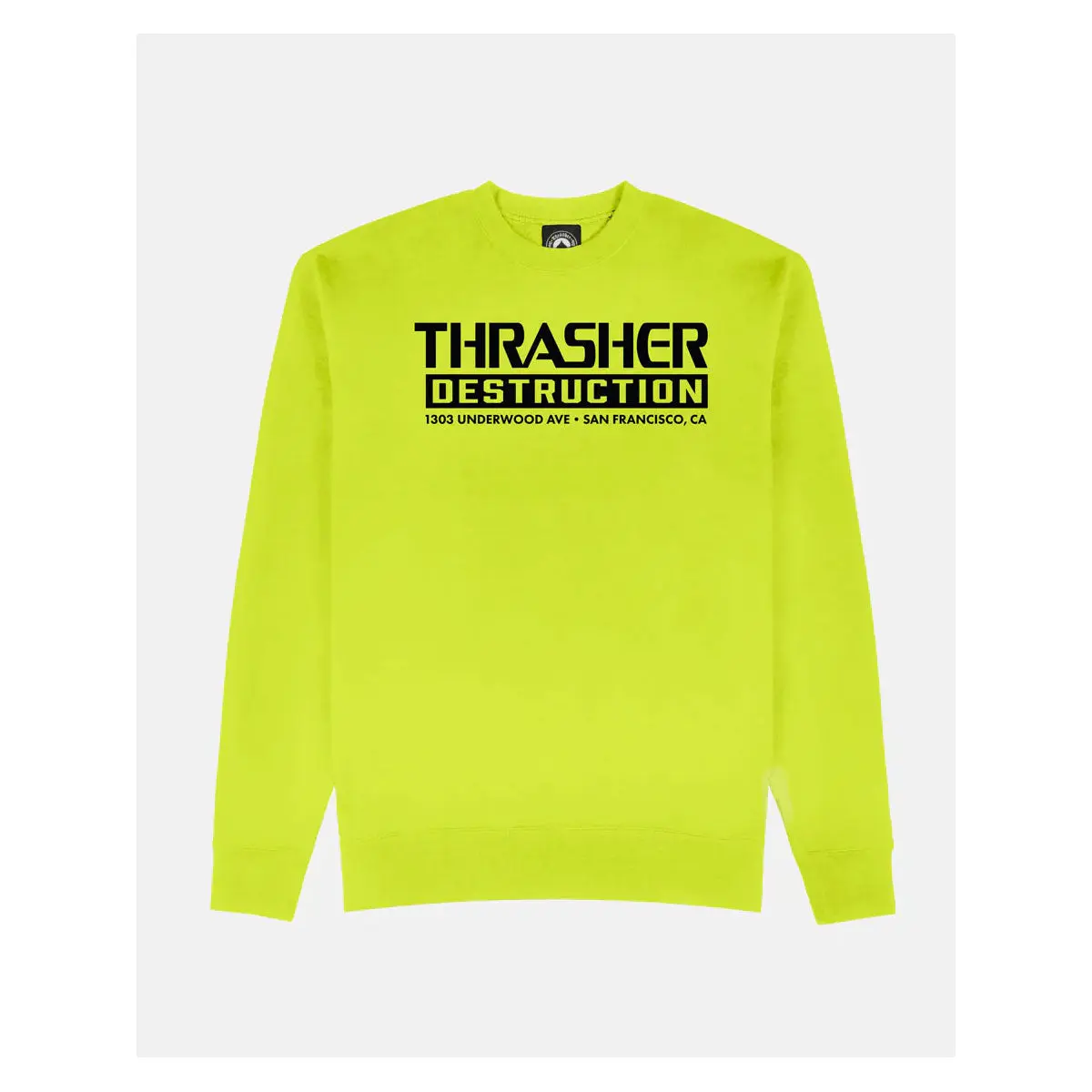 Thrasher Magazine Sweatshirt Destruction Safety High Vis Green