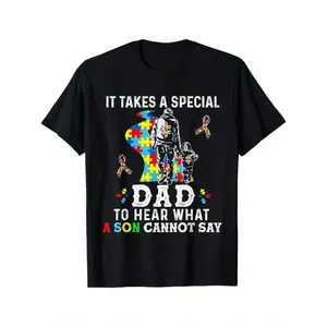 Mens Fun Autism Awareness Sunday T Shirt Need a Special Dad to Hear Unspoken Words Puzzle Blocks Humor Cotton Casual Round Neck Suitable for Dad Casual Wear and Fathers Day Gifts In Stock Comfortable Soft Fabric Great Discounts Ideal for Celebrations