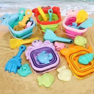 Beach Toy Set, Foldable Water Bucket Cartoon Design, Portable Sand Play Toys for Boys & Girls, Outdoor Summer Fun