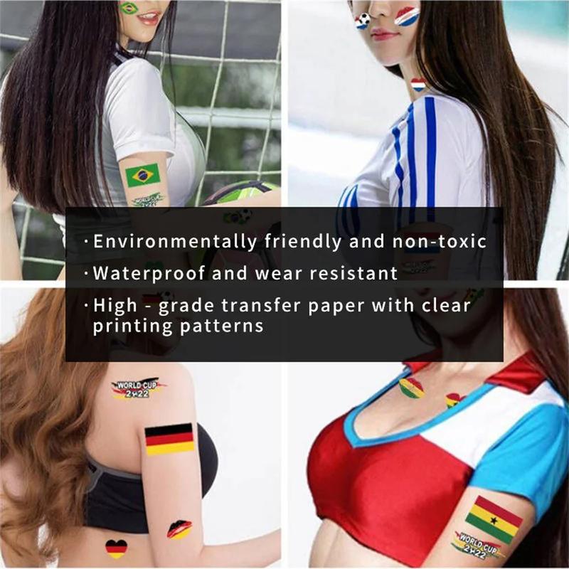 The US Canada Mexico World Cup,32PC Temporary Tattoo Stickers Multi-Use Country Flags for All Football Tournaments Face & Body Waterproof Decals for Soccer Fans