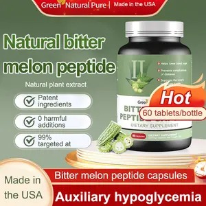Green Natural Pure Bitter Melon Peptide Capsules,natural extract,helps the body stabilize blood sugar, dietary supplement 60 capsules, made in the USA Healthcare Fitness