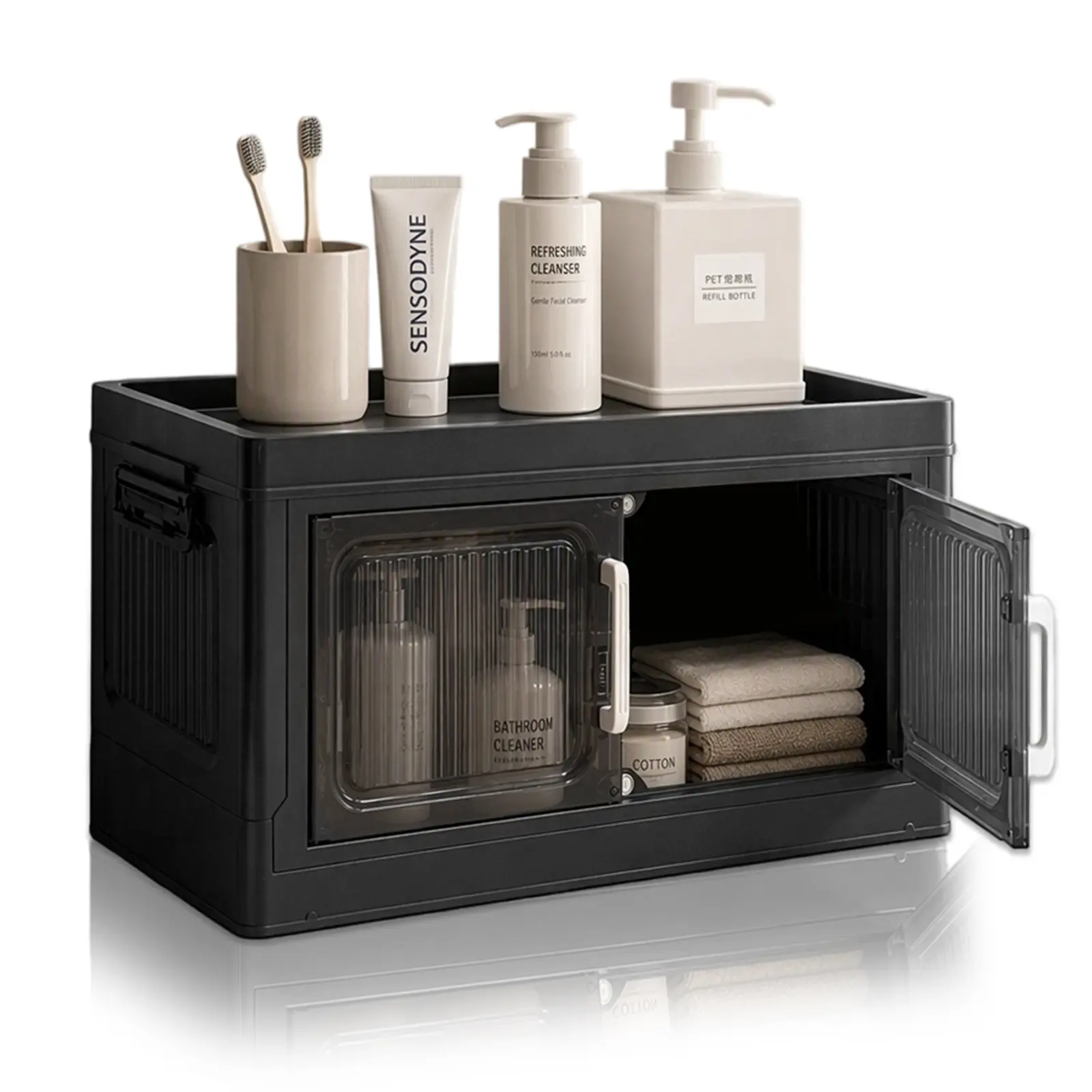 1 Tier Stackable Plastic Storage Bins with Lids , Collapsible Closet Organizers and Storage with Wheels for Living Room,Office,Dorm
