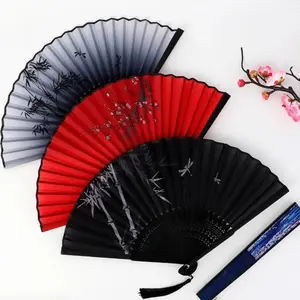 3Pcs Vintage Bamboo Folding Hand Fan, Floral Artwork Decorative Fan with Tassel, Lightweight Portable Cooling Fan for Home Decor Celebration Gifts