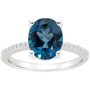 Affinity Gems Oval London Blue Topaz & DiamondRing, Sterling