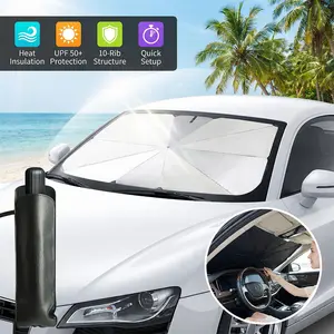 Retractable Portable Car Front Window Sunshade - Durable Sun Shade, UV Protective Sunshade, Multipurpose Outside Windshield Umbrella Sun Visor, Anti-UV Car Exterior Accessory