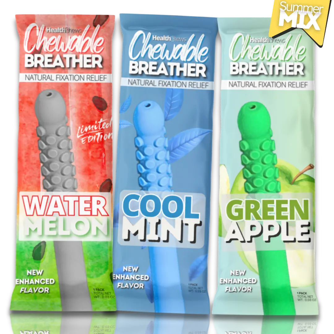 NEW HealthChews Summer Mix Edition FlexBar Aromatherapy Chewable Breatherwith Essential Oil for Craving Relief On the Go
