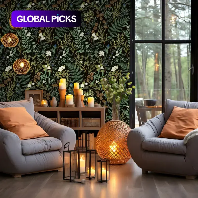 No-Glue Self-Adhesive Vintage American Lush Green Leaf Wallpaper, Peel & Stick for Live Streaming Background, Waterproof Moisture-Proof Room Decor, Essential for Bedroom Decorations & Living Room Renovation #GLOBAL PICKS
