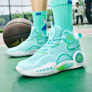 LISM Men's Turquoise & Lime Green Low-Top Basketball Shoes with Turquoise/Green/Golden Accents - Lightweight EVA Cushioned Sole, Arch & Traction Tread - Breathable Mesh/-like Texture - All-Season Sneakers for Court, Gym, Casual Wear - Turquoise/Green Colo