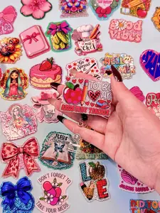 50pcs Random Cartoon Acrylic Flatbacks Used for DIY Badge Reels ,Clips,Pendant Diy Craft for Stretch Keychain