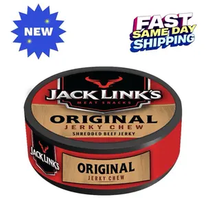 Jack Link's Beef Jerky Chew, Teriyaki Flavor Meat Snack, Shredded Made with 100% Beef Jerky, Protein Snack, 0.32 Oz Per Snack Tin, 3.84 Oz Total (Pack of 12)