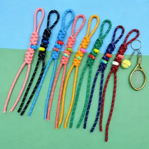 Rainbow Nylon Rope Keychain, Fashionable Colorful Bag Charm, Handmade DIY Accessory, Personalized Car Key Pendant, 8 Colors Set