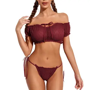 Avidlove Hot Bra and Panty Set Ruffle Lingerie Set Mesh Chemise
