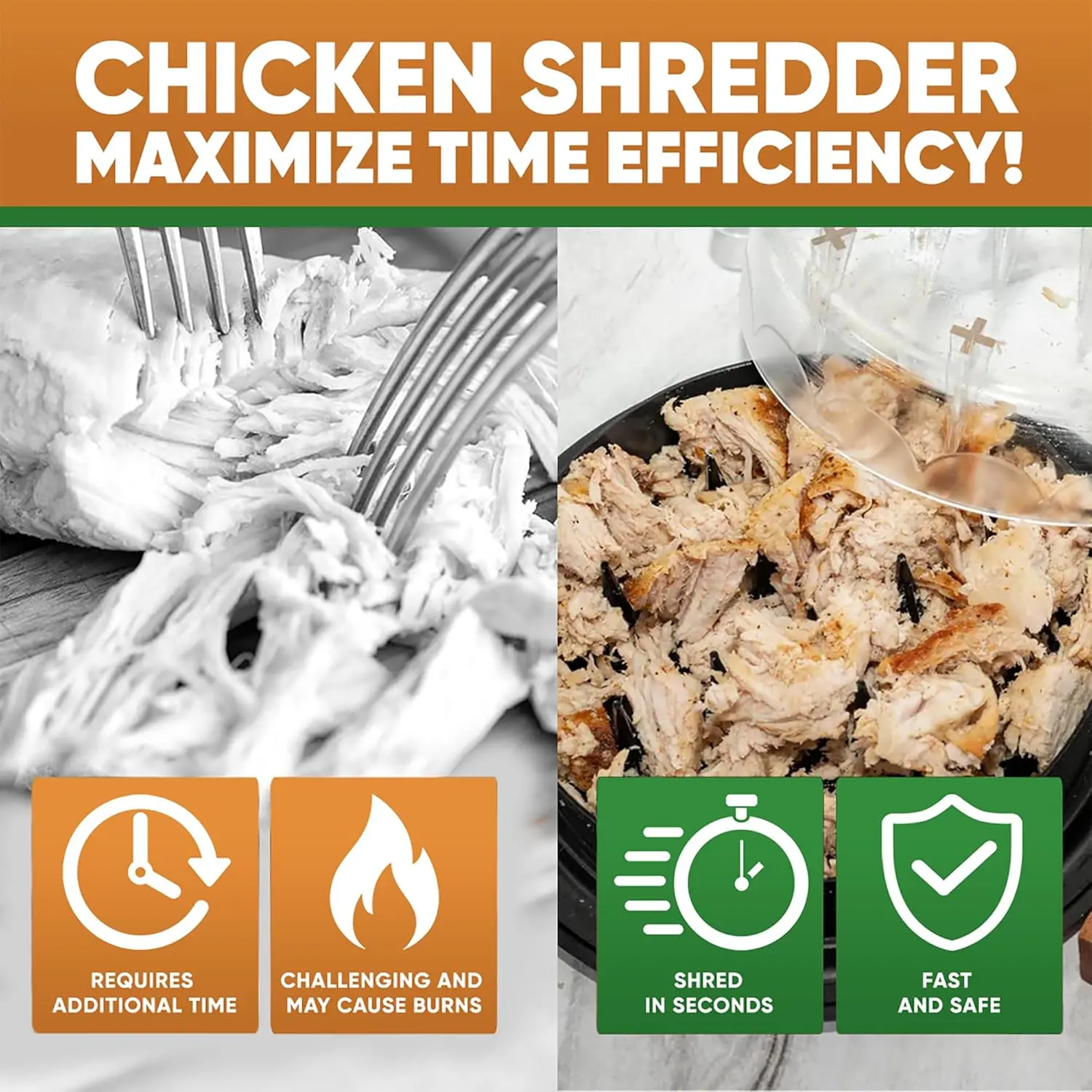 Chicken Shredder 8 Inches, Chicken Breast Shredder Tool, Cooked Meat Shredder With Clear Lid, Ergonomic Design, Auti-slip, Easy To Clean, Chicken Shredder Tool Twist, Chicken Grinder
