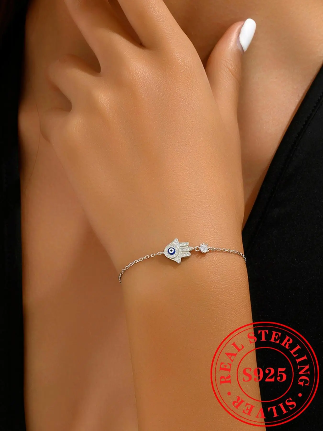 925 Sterling Silver Evil Eye Design Bracelet, Fashion Jewelry for Party, Daily Clothing Decor, Trendy All-match & Exquisite Jewelry for Birthday Gift