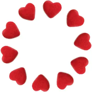 Heart Shape Felt Wool Beads Balls Pom Pom Handmade DIY for Craft Dream Catcher Baby Mobile Pompom Home Decor Nursery Party Props (Red 40mm 10pcs)