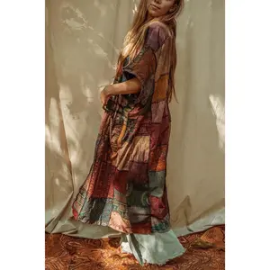 Earthy Boho Patchwork Kimono