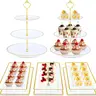 Kesaplan 8PCS Plastic Cupcake Stands with Gold Rim, Dessert Display Stands Set for Wedding Birthday Party Baby ShowerTea Party