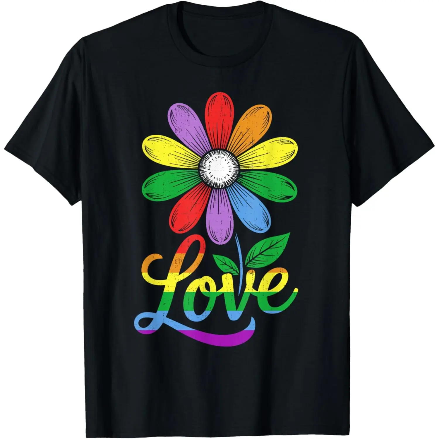 Pride Shirts Retro Flower Rainbow Ally LGBTQ Gay Pride Gift T-Shirt Pure Cotton Graphic Tees Menswear Top: Gifts for Men & Women