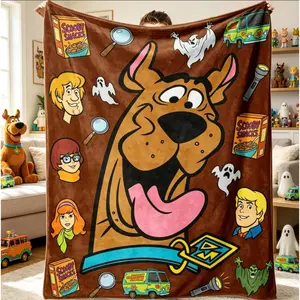 Sale Scooby Doo Flannel Blanket Soft Warm Lightweight Throw for Bed Sofa Kids Room Plush Fleece Cozy All Season Gift for Christmas Halloween Birthday Cartoon Home Decor adult children's blankets