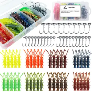 71Pcs Ned Rig Jig Heads with Hellgrammite Soft Plastic Fishing Lures Kit, Mushroom Head Ned Rig Super Realistic Soft Plastic Lures for Bass Trout Pike Walleye Crappie Saltwater Freshwater soft plastic jerk bait soft plastic crappie jig