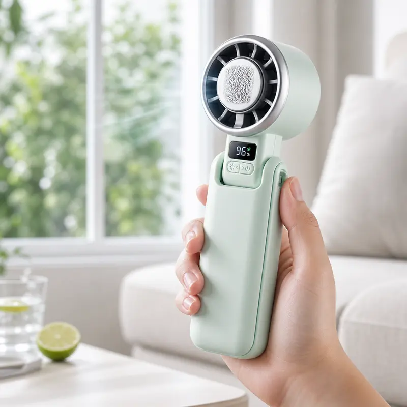 3-in-1 Portable Handheld Fan with Cooling Plate, 5-Speed Rechargeable Turbo Fan with Digital Battery Display, USB-C Charging and Adjustable Foldable Design for Handheld, Desk or Neck Use, Travel, Cruise, Office and Outdoor Activities