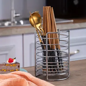 Stainless Steel Kitchen Utensil Organizer Cutlery Holder with Drip Dry Rack Chopsticks Knives Spoons Storage Solution Must-Have