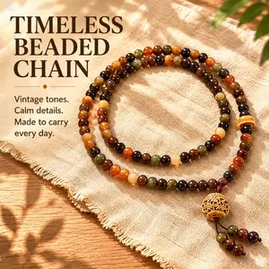 108 Beads Natural Agate Buddhist Mala Bracelet  Handmade Meditation Prayer Beads for Mindfulness & Energy Healing | Spiritual Gift for Christmas, Valentines, Birthday or Partner Crystal Stone Eye Tiger