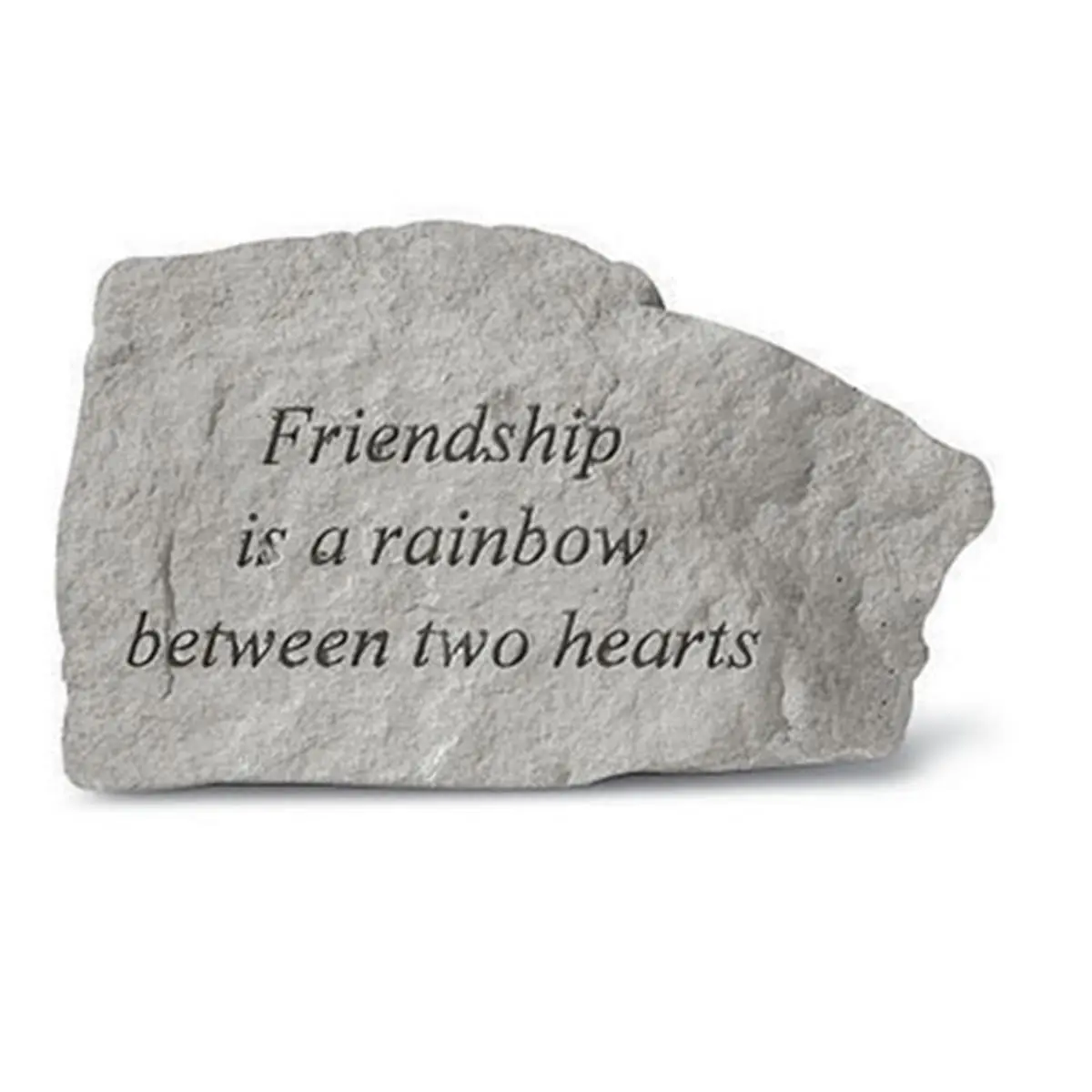 212 MAIN Weatherproof Cast Stone Engraved Outdoor Wall Decor - Rough Texture, Easy Hanging, "Friendship Is A Rainbow Between 2 Hearts" Design, 5.5x3.25in Text Garden Accent Piece