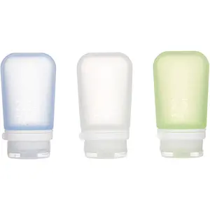 212 MAIN Silicone Airtight Gotoob Plus Squeeze Bottle - 2.5 fl oz Medium, Food Safe, Clear/Green/Blue, Set of 3 (Model 772150)