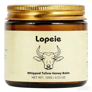 Lopeie Whipped Grass-Fed Beef Tallow Honey Balm (4 oz) Moisturizing Menthol Moisturizing Skin Cream