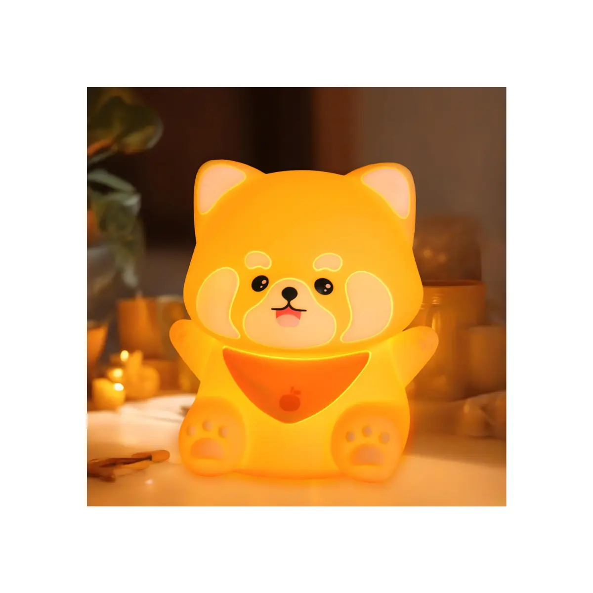Rytinazzz Silicone Night Light for Kids, 50H Long Battery Red Panda Lamp, Cozy Gift Light for Kids, Soft Dimmable Bedside Light, Rechargeable Tap Control