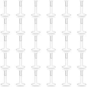 30 count 16G 18G Clear Nose Studs Push Top  Retainers 2mm Flat & Ball Top Bioflex Lip Rings Labret Retainer for Women Men 6-10mm Bar Length