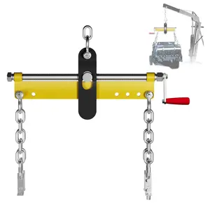 GAOMON Yellow Engine Load Leveler,Engine Hoist Leveler with Ball Bearing,2 Chains and Adjustable Handle,Engine Hoist Shop Crane Accessory for Up to 1500lbs
