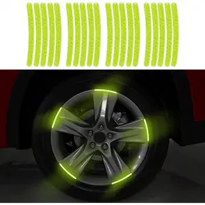 20Pcs Car Reflective Sticker, Night Safety Decal Strip for Wheels, Motorcycle (Fluorescent)