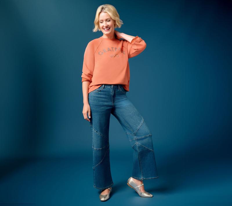 Peace Love World Regular Full Leg Jeans with Seamed Knee - Indigo