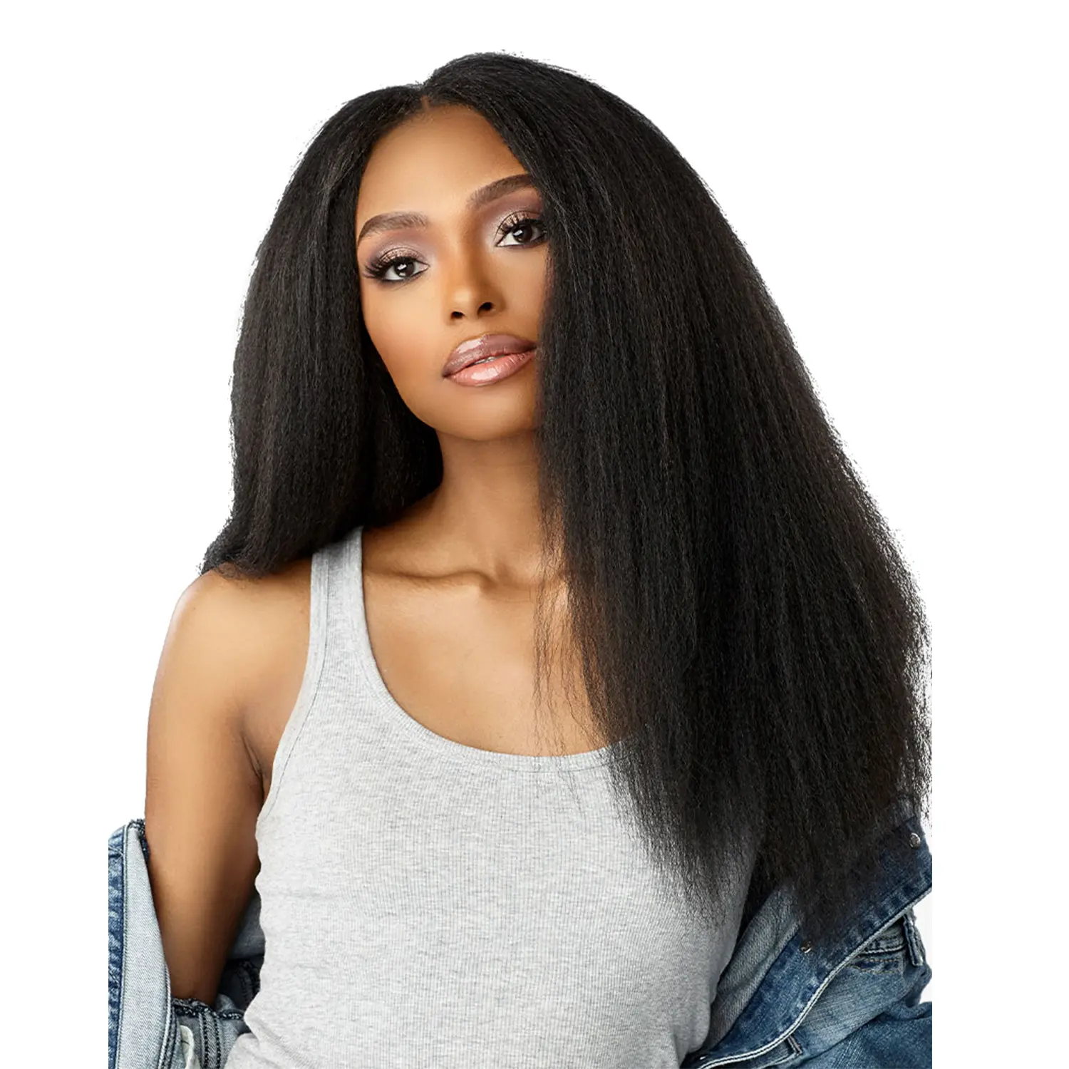 CURLS KINKS&CO Clip-In Hair Extensions, Miss Independent Style, 18-Inch Kinky Curly Synthetic Hair, 9-Piece Set with Silicone Lined Clips for Natural Volume, Synthetic Curly Hair